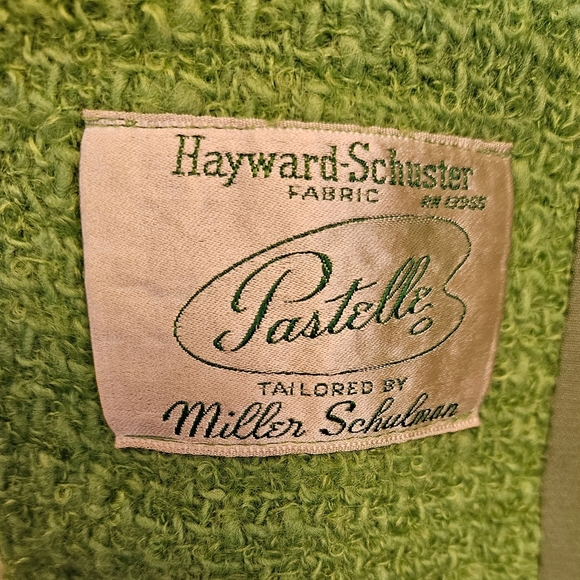 Vintage Miller Schulman Green Double-Breasted Spring Wool Coat, Med, 3/4 Sleeve - Picture 2 of 16
